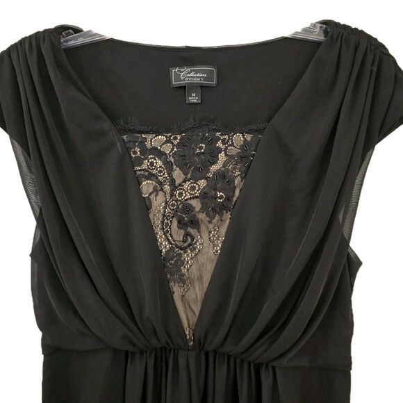 Draped Black Whimsigoth Witchy Goth Party Dress By Collection Dressbarn Size 14 - Picture 2 of 12